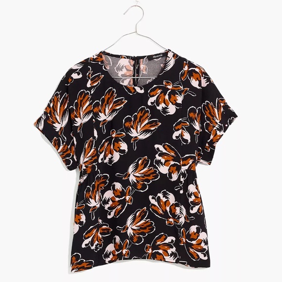 MADEWELL Cuffed Sleeve Shirred Top in Duskblossom - Picture 1 of 9